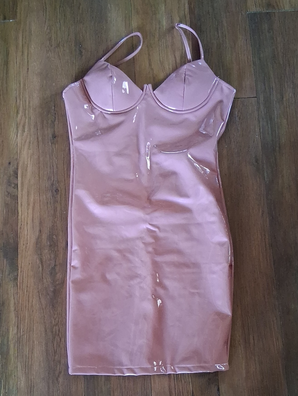 Hera Collection Pink Patent Vinyl Dress Celebrity Fashion Broken Zipper